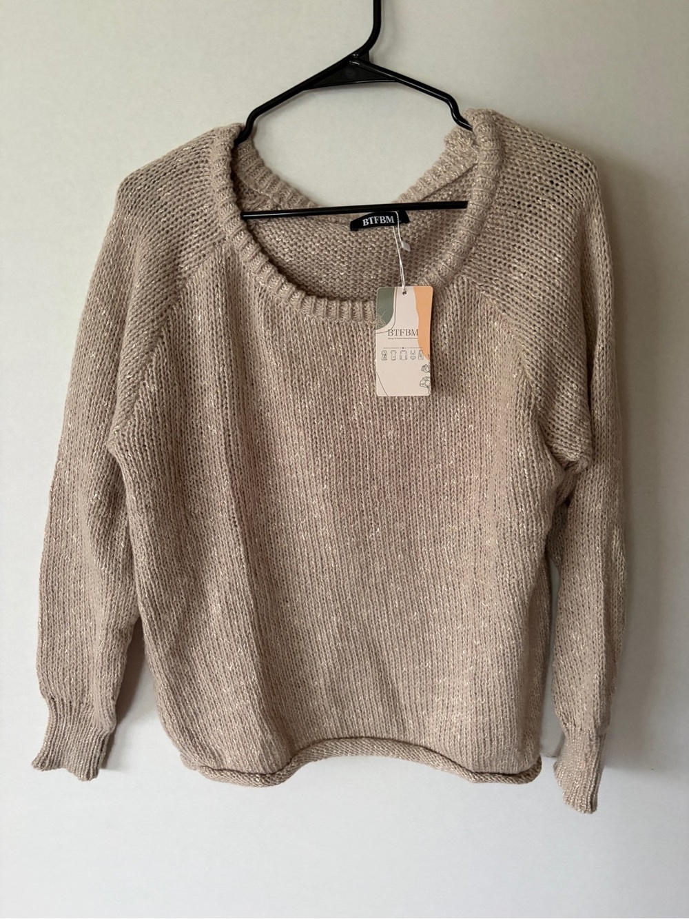 Neutral Scoop Neck Knit Sweater -
